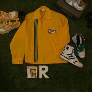 Yellow Track Jacket with Green Stripes